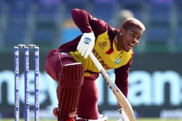 West Indies players in action during a T20I match against England.