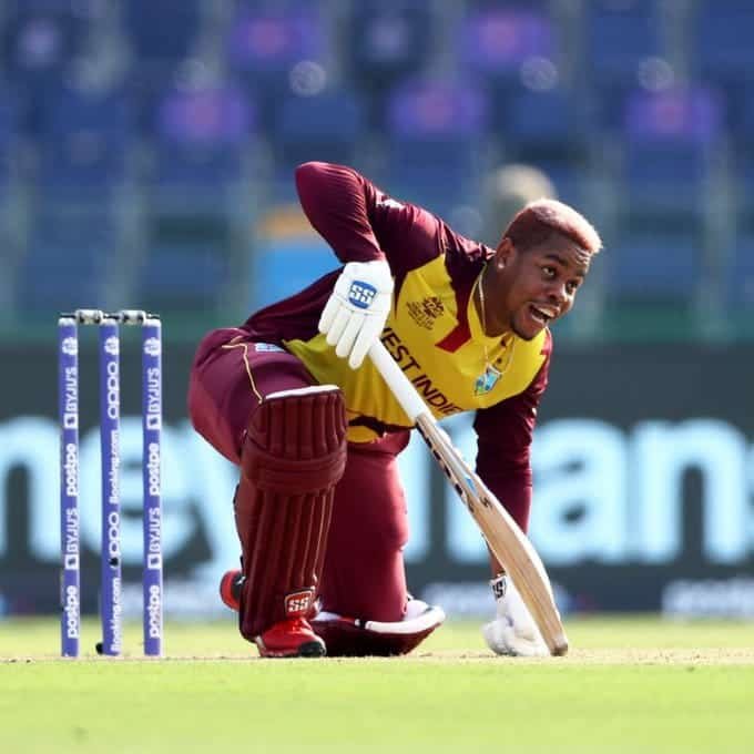 West Indies players in action during a T20I match against England.