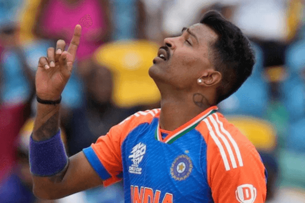 Hardik Pandya celebrates after reclaiming ICC No. 1 T20I all-rounder ranking