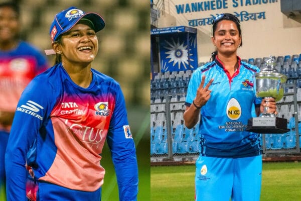 Mumbai, winners of the Senior Women's T20 Trophy, celebrate their 10-wicket win over Bengal in the final.