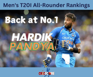 Hardik Pandya celebrates after reclaiming ICC No. 1 T20I all-rounder ranking