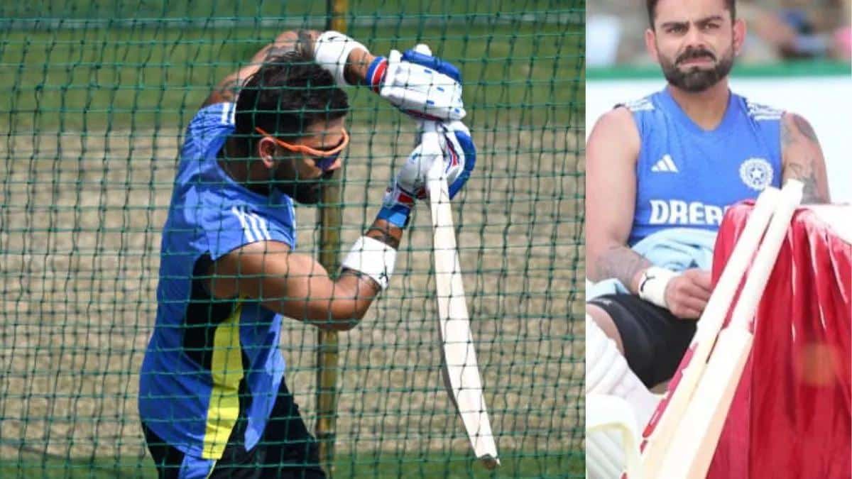 Virat Kohli practicing in the nets ahead of the Perth Test against Australia