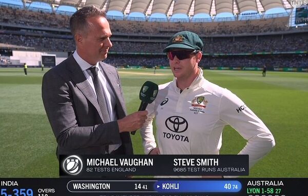 Steve Smith during the Border-Gavaskar Trophy Test in Perth, expressing concern about the widening pitch cracks