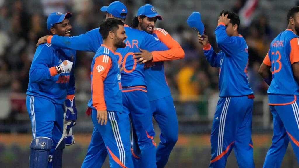 Indian cricket team celebrates after winning the 2024 T20 World Cup, showing their dominance in T20 cricket.