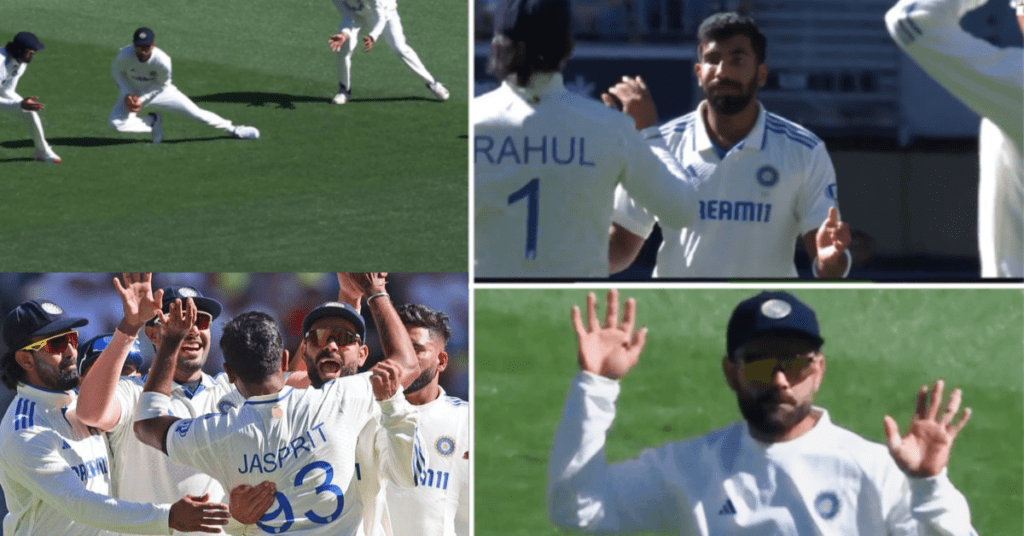 Jasprit Bumrah celebrates after dismissing Steve Smith for a golden duck in the Perth Test.