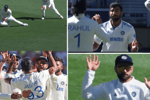 Jasprit Bumrah celebrates after dismissing Steve Smith for a golden duck in the Perth Test.