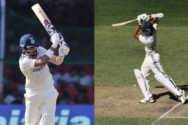 Yashasvi Jaiswal and KL Rahul celebrate record-breaking 201-run partnership in Perth Test