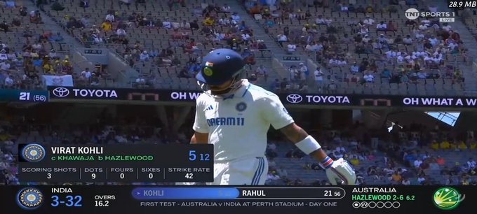 Virat Kohli walks back to the pavilion after his dismissal in the Perth Test vs Australia.