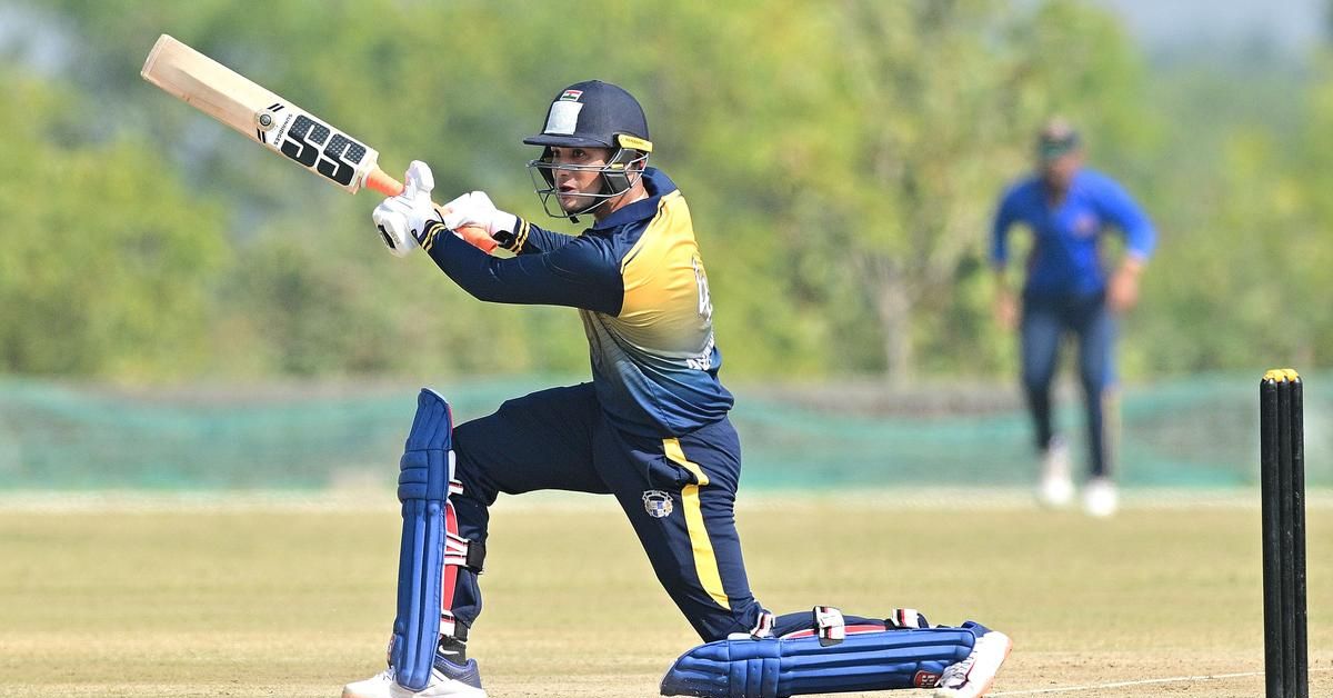 Abhishek Sharma in action during Syed Mushtaq Ali Trophy against Hyderabad.