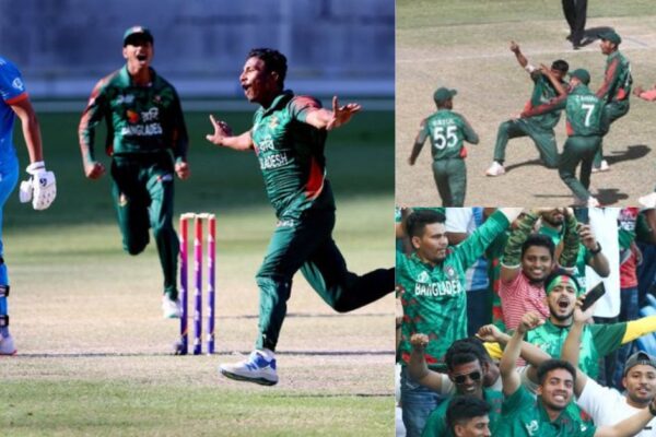 Bangladesh U-19 cricket team celebrates their second consecutive Asia Cup title after defeating India in the 2024 final.