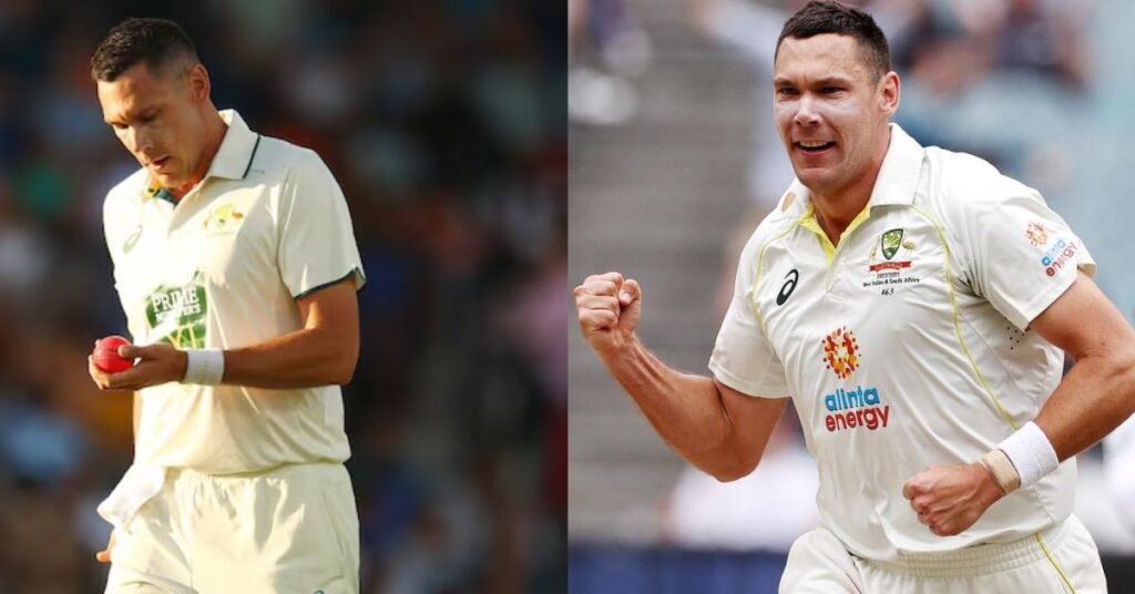 Scott Boland celebrates a wicket during a Test match