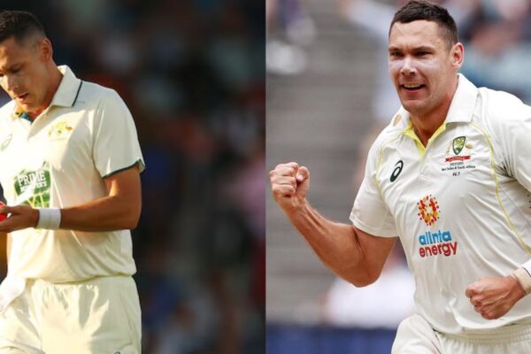 Scott Boland celebrates a wicket during a Test match