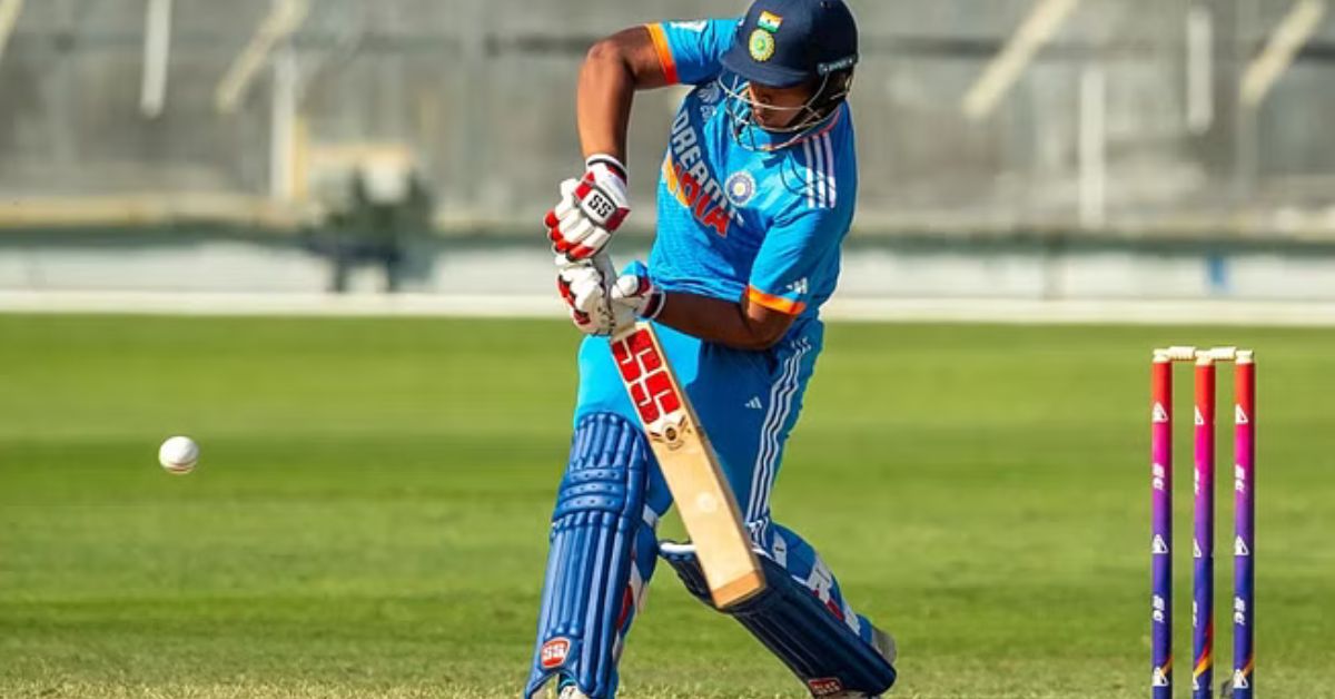 Vaibhav Suryavanshi celebrates his 67-run knock in the U19 Asia Cup semi-final vs. Sri Lanka.