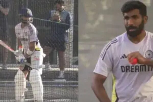 Virat Kohli faces Jasprit Bumrah during pink-ball practice session at Adelaide Oval