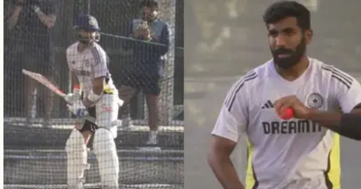 Virat Kohli faces Jasprit Bumrah during pink-ball practice session at Adelaide Oval