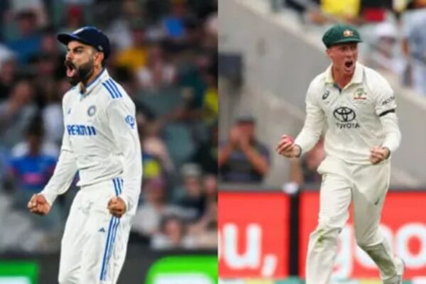 Virat Kohli's insults at Nathan McSweeney during the Adelaide Test as Jasprit Bumrah bowls.