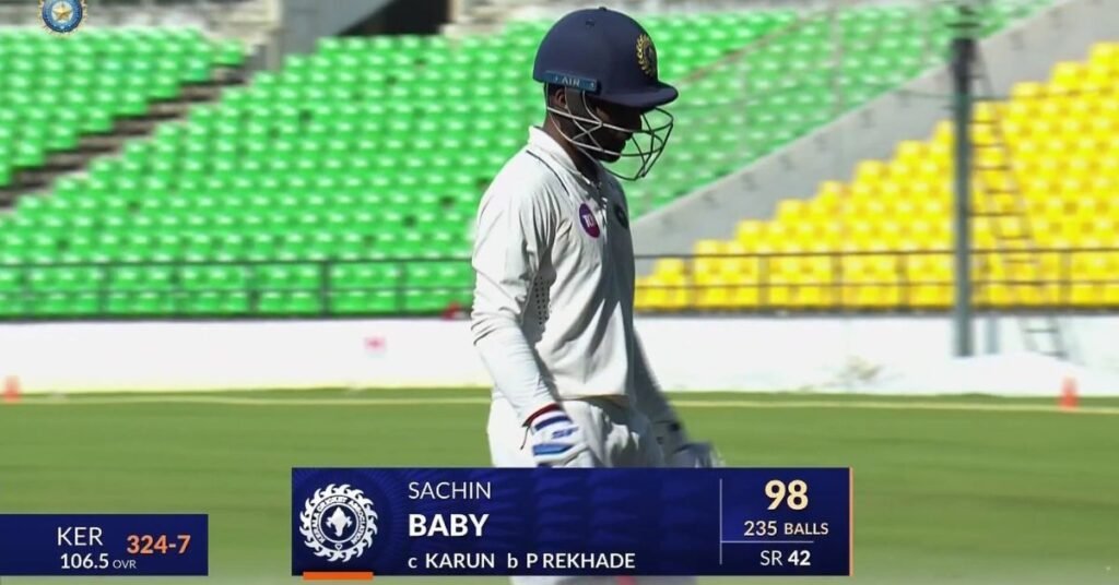Sachin Baby's 100th First-Class Match Ends in Heartbreak, Just Short of a Century 1 Sachin Baby's 100th First-Class Match Ends in Heartbreak, Just Short of a Century